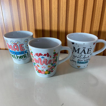 XÍCARA BRANCA MÃE - FRASES SORTIDAS 120ML (1 UNIDADE)