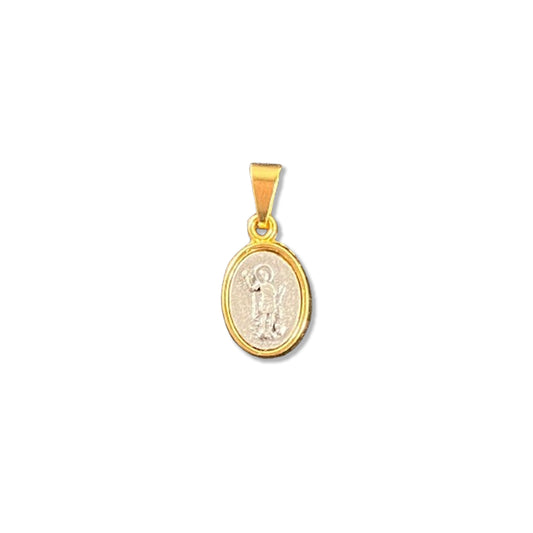 PINGENTE DOURADO OVAL SANTO EXPEDITO EM RELEVO (5 UNIDADES)