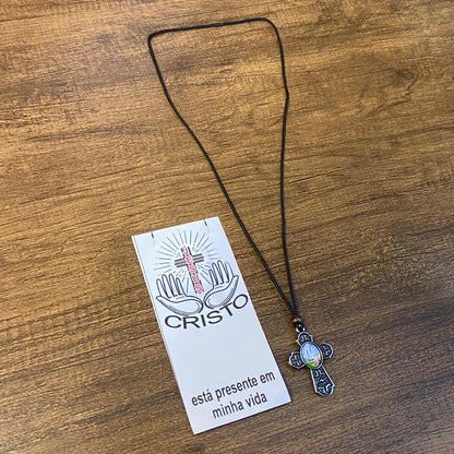 CORDÃO COM CRUZ RESINADA NOSSA SENHORA DE FÁTIMA  ( 3 UNIDADES)