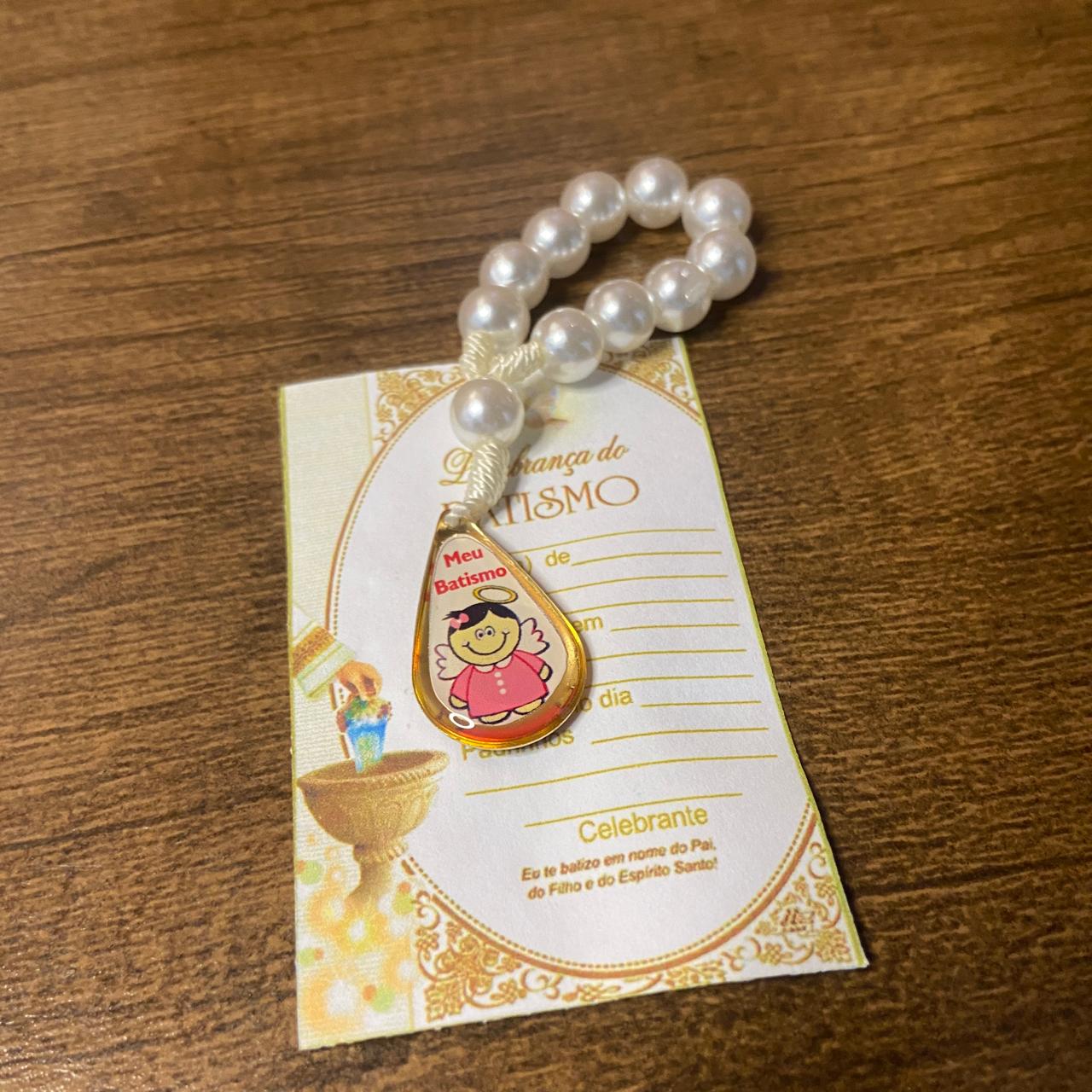 DEZENA DE DEDO PEROLA GOTA LEMBRANÇA BATISMO ROSA 6MM (6 UNIDADES)