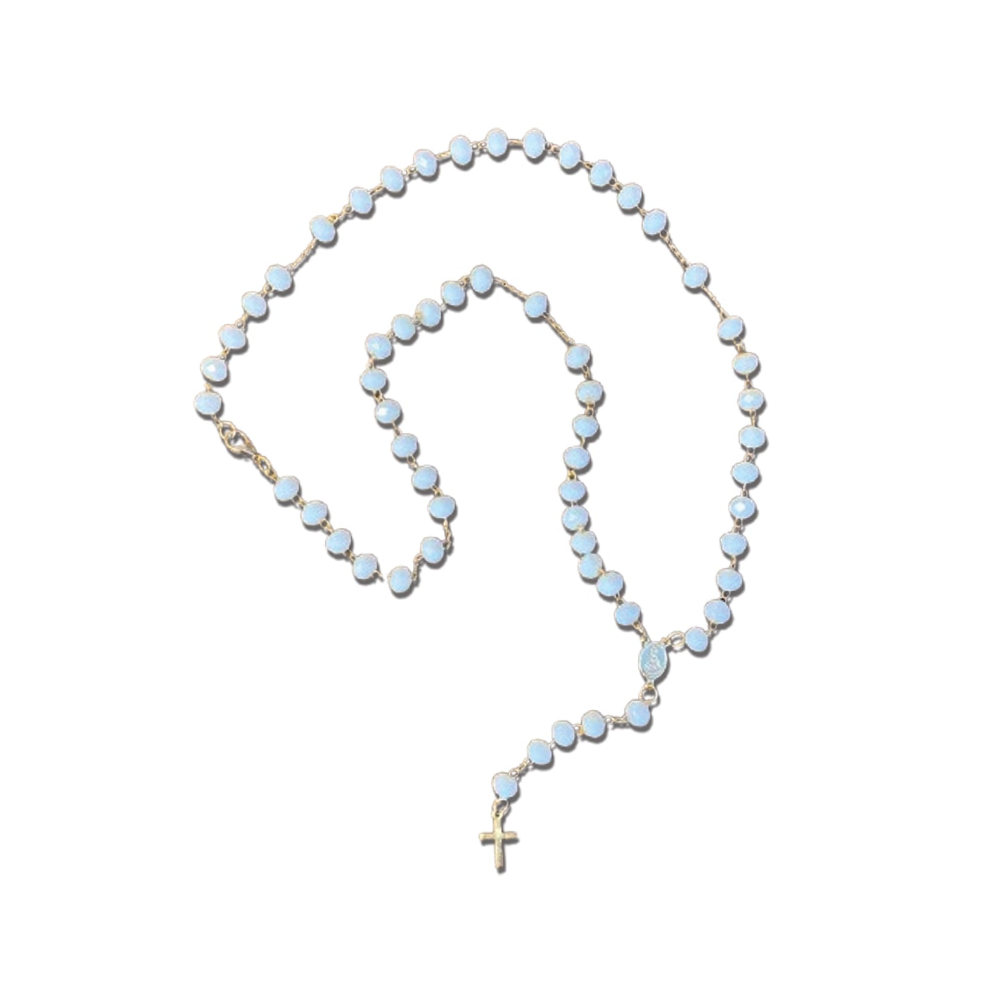 TERÇO CRISTAL NOSSA SENHORA APARECIDA BRANCO 06MM  (3 UNIDADES)