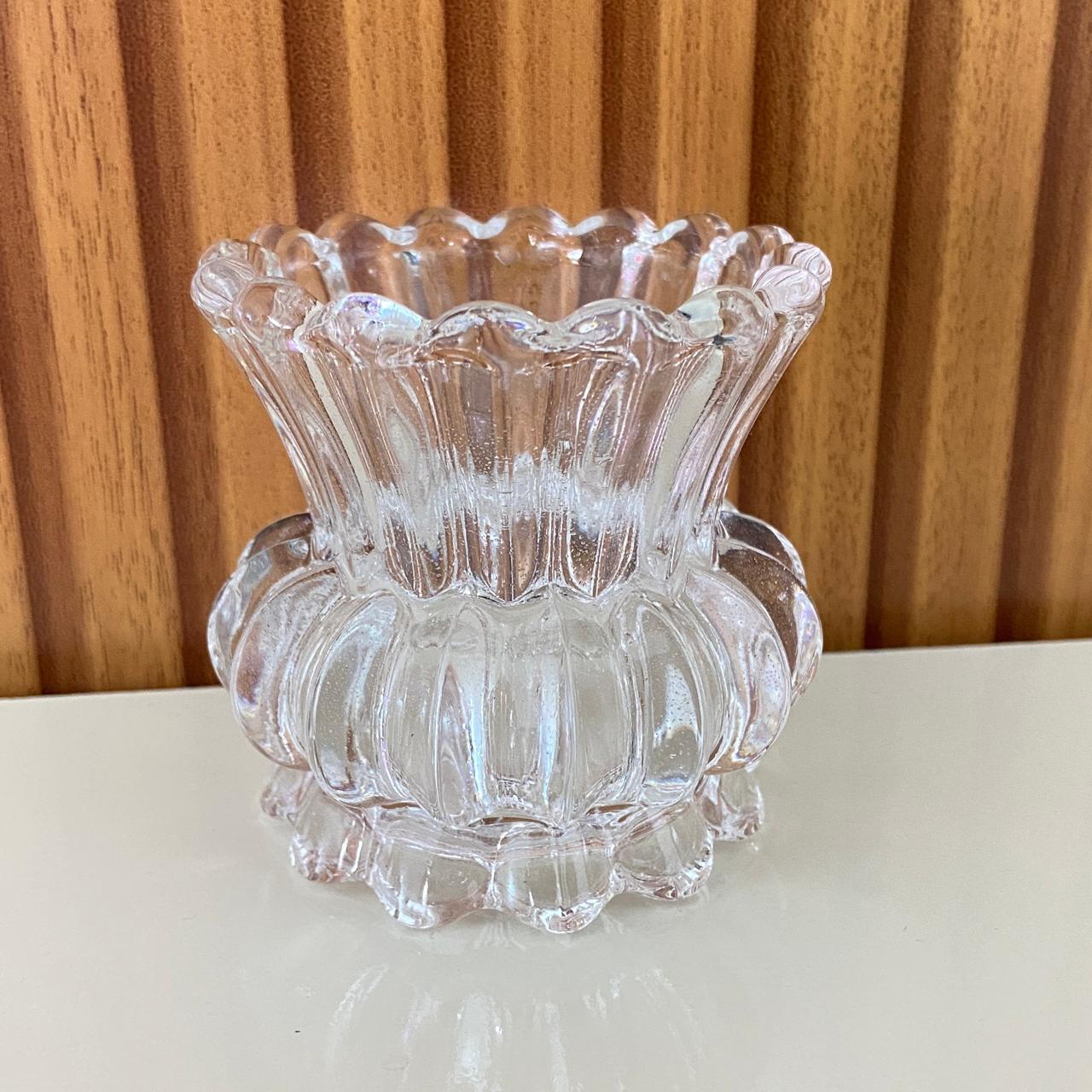 CASTIÇAL DE VIDRO DETALHADO 8CM (1 UNIDADE)