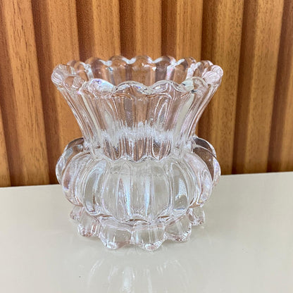 CASTIÇAL DE VIDRO DETALHADO 8CM (1 UNIDADE)