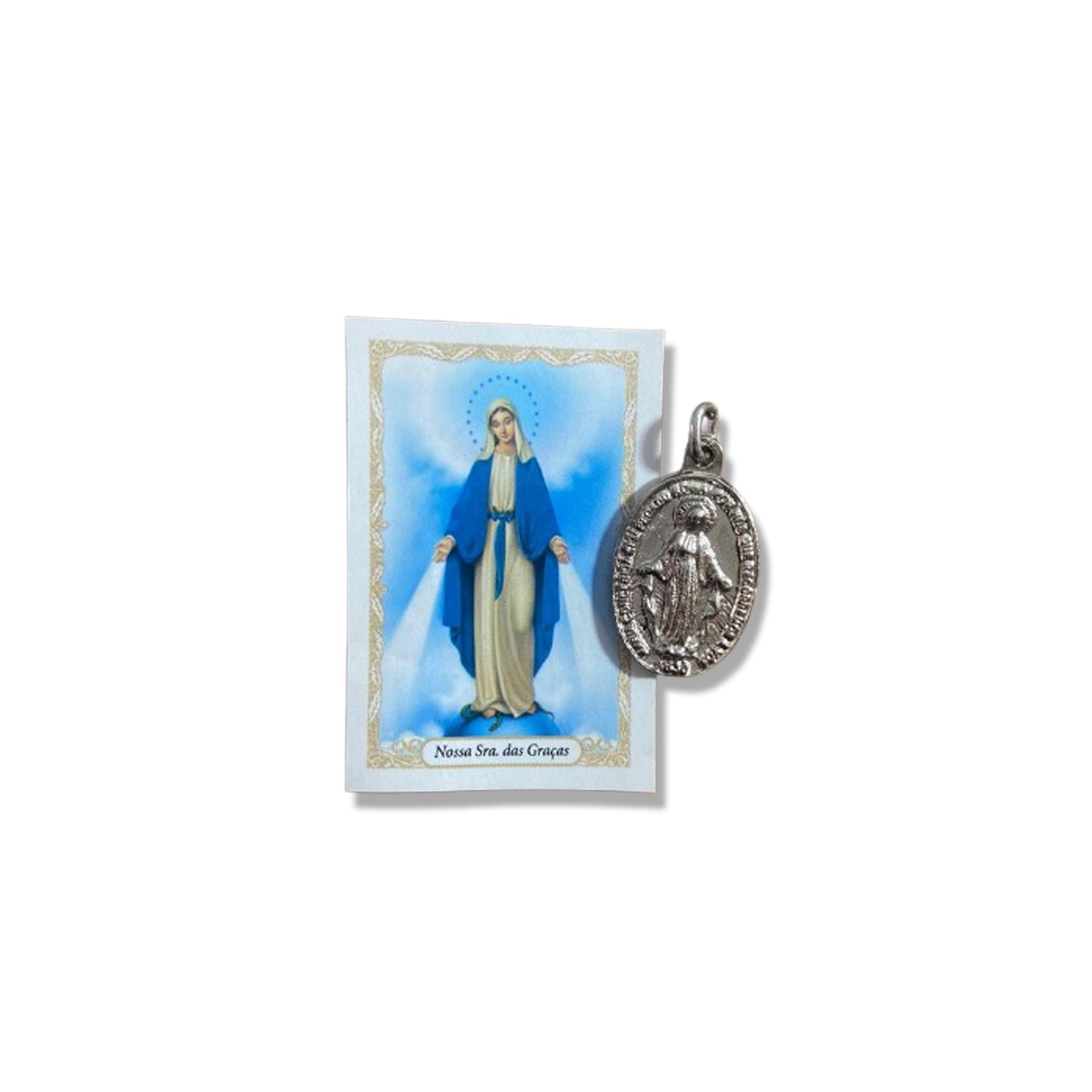MEDALHA MILAGROSA PRATEADA NOSSA SENHORA DAS GRAÇAS  (1 UNIDADE)