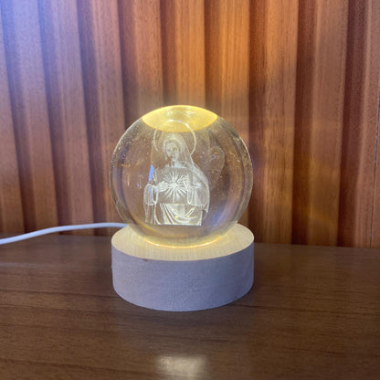 LUMINÁRIA LED BOLA DE VIDRO IMACULADO CORAÇÃO DE MARIA (1 UNIDADE)