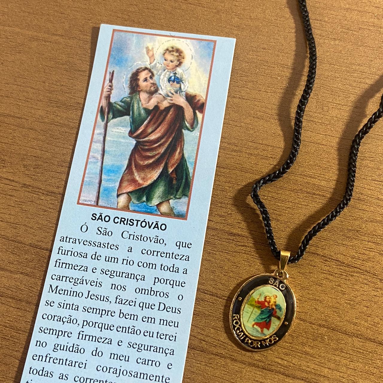 CORDÃO COM MEDALHA RESINADA SÃO CRISTÓVÃO (1 UNIDADES)