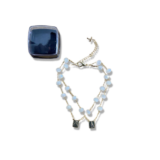 PULSEIRA ESCAPULARIO CRISTAL CREME (3 UNIDADES)