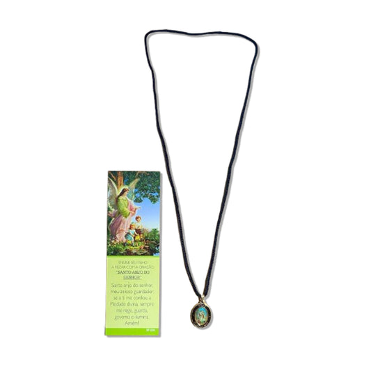 CORDÃO COM MEDALHA RESINADA ANJO DA GUARDA (1 UNIDADES)
