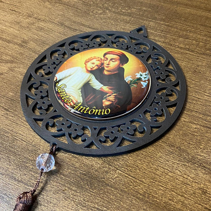 MANDALA MDF TABACO RESINADA SANTO ANTÔNIO  (1 UNIDADE)