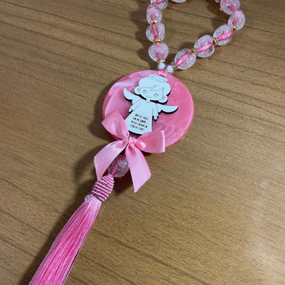 DEZENA CONTAS DE RESINA  MEDALHÃO ANJINHO ROSA 15MM (1 UNIDADE)