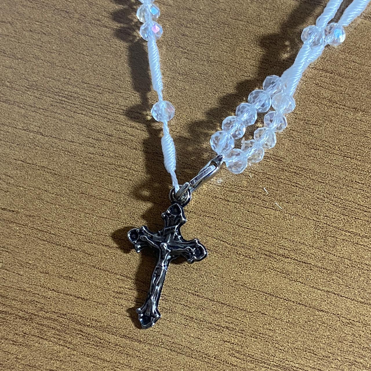 TERÇO PULSEIRA CRISTAL NOSSA SENHORA APARECIDA TRANSPARENTE MOD2  (3 UNIDADES)