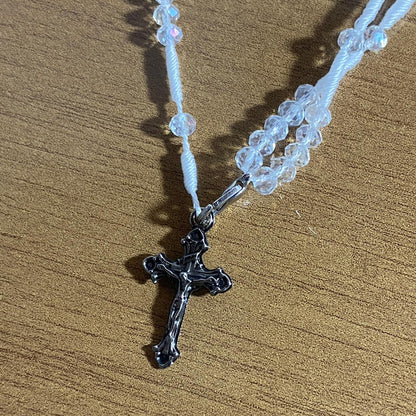 TERÇO PULSEIRA CRISTAL NOSSA SENHORA APARECIDA TRANSPARENTE MOD2  (3 UNIDADES)