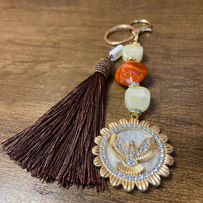 CHAVEIRO DE PEDRARIAS DIVINO ESPÍRITO SANTO COM STRASS MOD2 (1 UNIDADE)