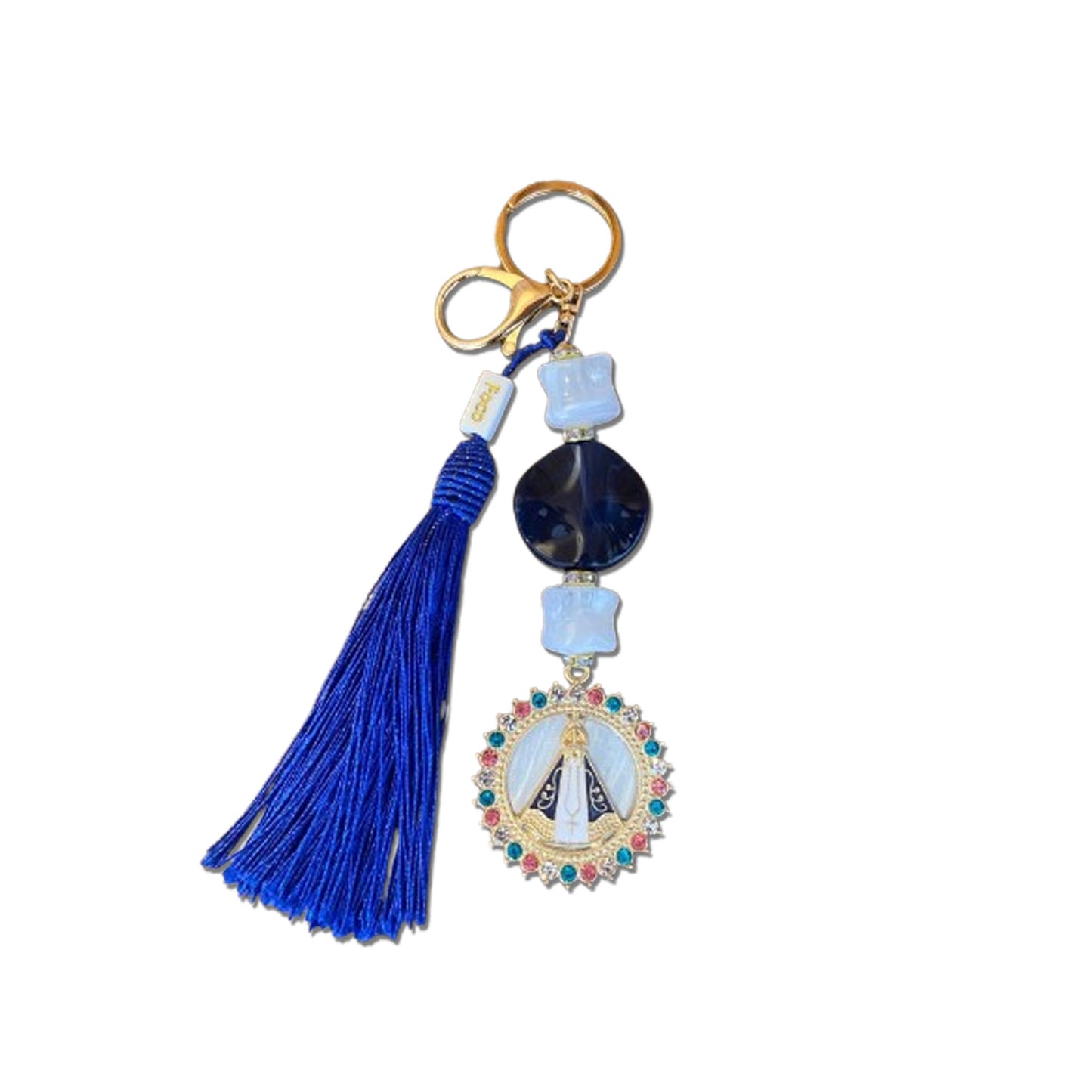 CHAVEIRO DE PEDRARIAS NOSSA SENHORA APARECIDA COM STRASS (1 UNIDADE)