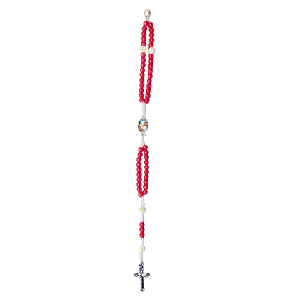 TERÇO PULSEIRA PÉROLA VERMELHA SÃO JORGE (6 UNIDADES)