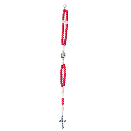 TERÇO PULSEIRA PÉROLA VERMELHA SÃO JORGE (6 UNIDADES)