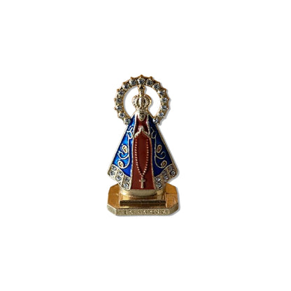 IMAGEM NOSSA SENHORA APARECIDA MARROM COM AURÉOLA  PARA CARRO STRASS MOD2 (12 UNIDADES)