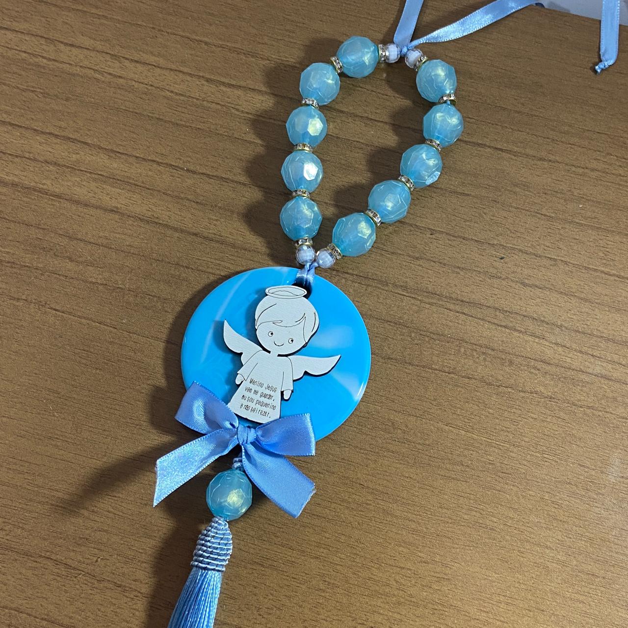 DEZENAACRÍLICA MEDALHÃO DE RESINA ANJINHO AZUL 16MM (1 UNIDADE)