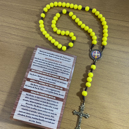 TERÇO PÉROLA AMARELA CAMPISTA MEDALHA SÃO BENTO 10MM (1 UNIDADE)