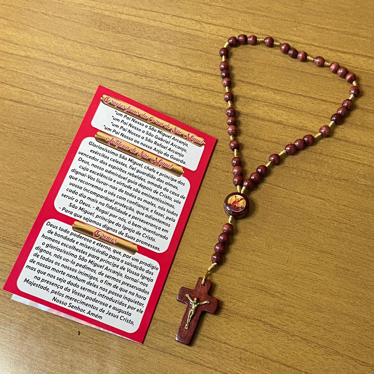 ROSÁRIO DE MADEIRA SÃO MIGUEL ARCANJO MOD2 6MM (3 UNIDADE)