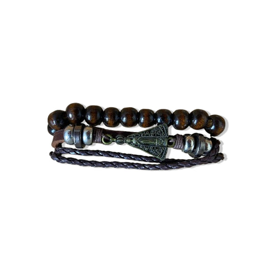 PULSEIRA COURO NOSSA SENHORA APARECIDA (3 UNIDADES)