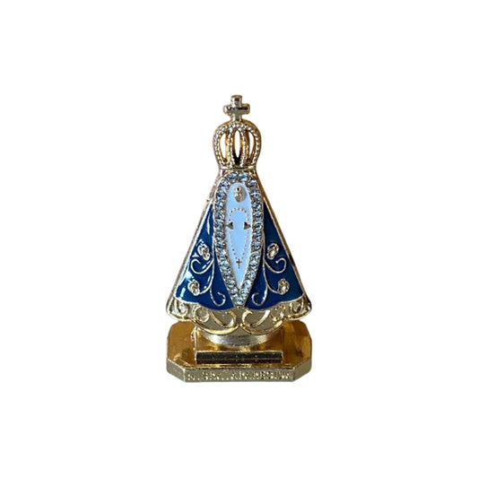 IMAGEM NOSSA SENHORA APARECIDA PARA CARRO COM STRASS BRANCO MOD5 (12 UNIDADES)