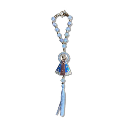DEZENA PARA CARRO CRISTAL NOSSA SENHORA APARECIDA MARROM COM STRASS 12MM (3 UNIDADES)