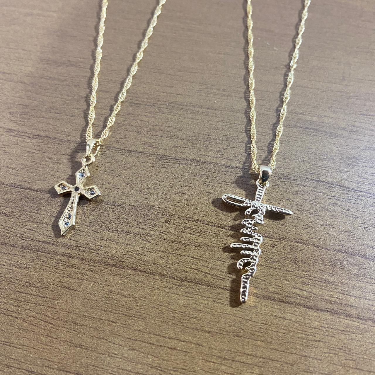 CORRENTE DOURADA CRUZ MODELOS SORTIDOS MOD2  (3 UNIDADES)