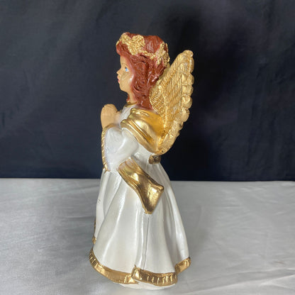 IMAGEM DE GESSO ANJO DA GUARDA BRANCO E DOURADO 23CM (1 UNIDADE)