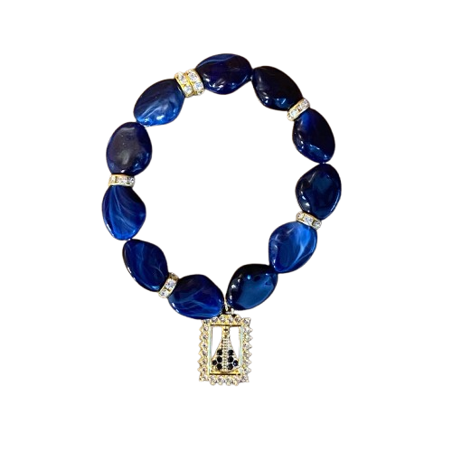 PULSEIRA PEDRARIAS COM PINGENTE NOSSA SENHORA APARECIDA COM STRASS (03 UNIDADES)