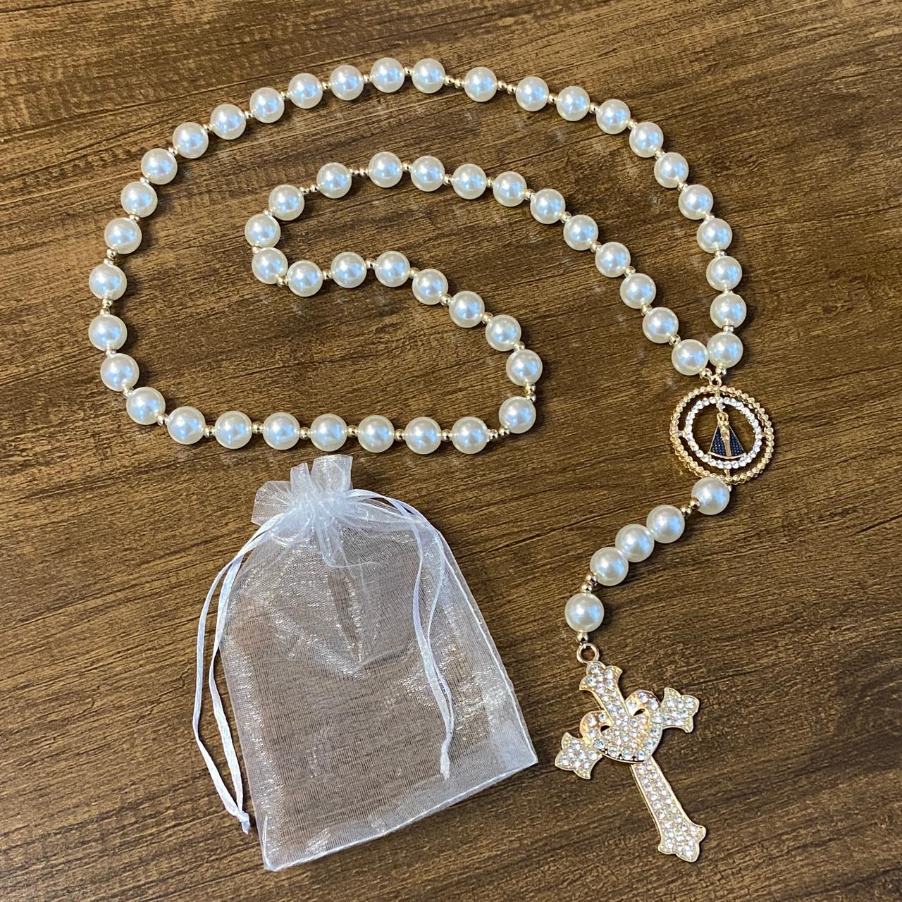TERÇO DE NOIVA PÉROLA NOSSA SENHORA APARECIDA 14MM (1 UNIDADE)