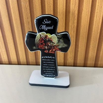 IMAGEM DE MESA MDF CRUZ RESINADA SÃO MIGUEL ARCANJO (1 UNIDADE)