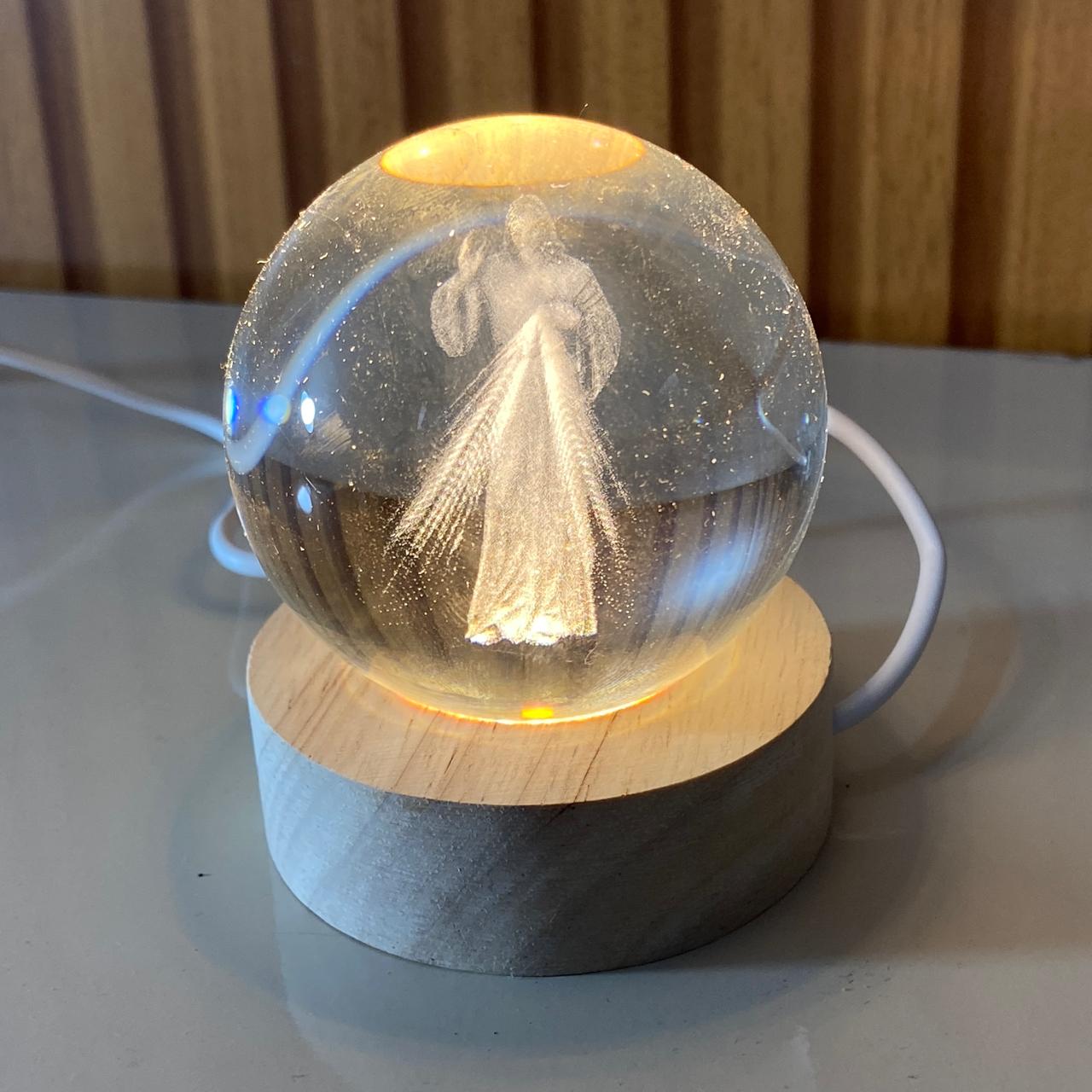LUMINÁRIA LED BOLA DE VIDRO JESUS MISERICORDIOSO (1 UNIDADE)