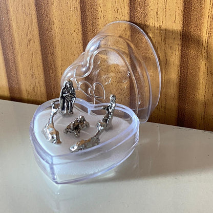 MINI PRESÉPIO ACRÍLICO CORAÇÃO PRATEADO 03CM (1 UNIDADE)