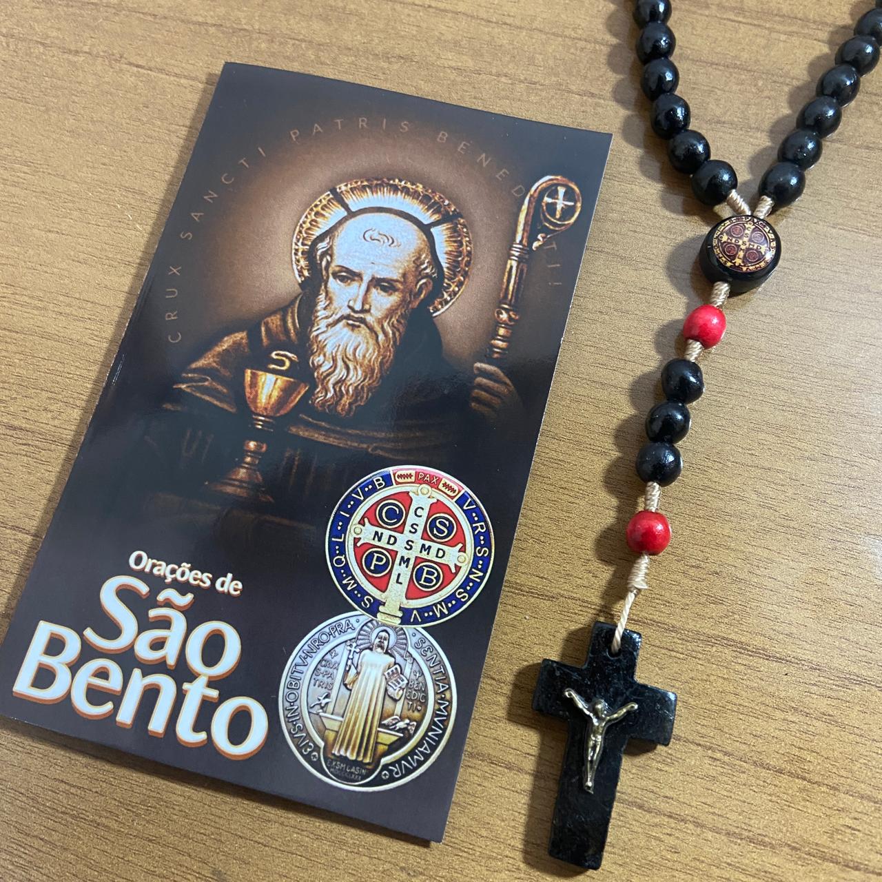 TERÇO DE MADEIRA SÃO BENTO PRETO MOD3 08MM (3 UNIDADES)