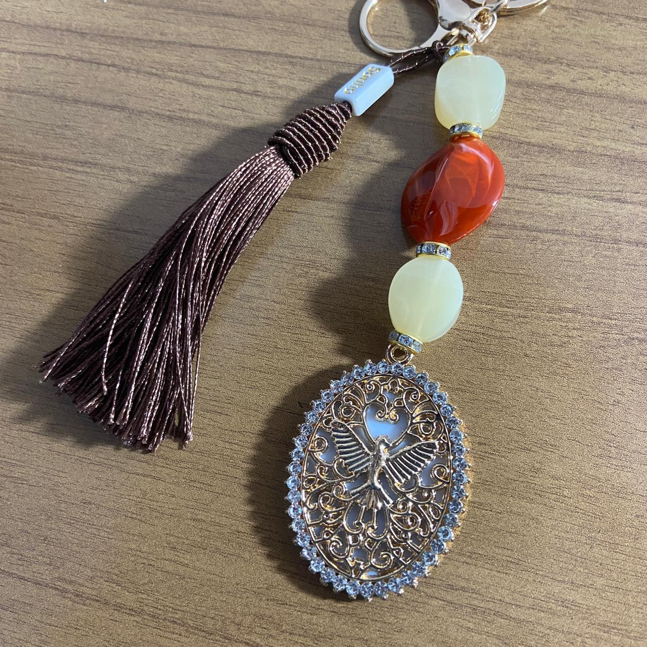 CHAVEIRO DE PEDRARIAS DIVINO ESPÍRITO SANTO COM STRASS (1 UNIDADE)