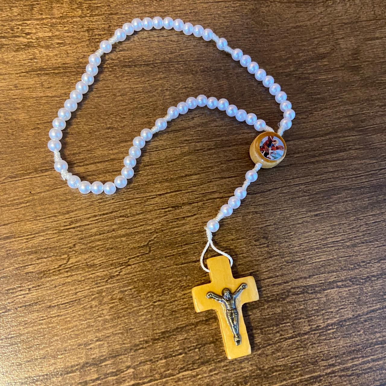 TERÇO PÉROLA MIRIM SÃO MIGUEL ARCANJO 06MM (12 UNIDADES)