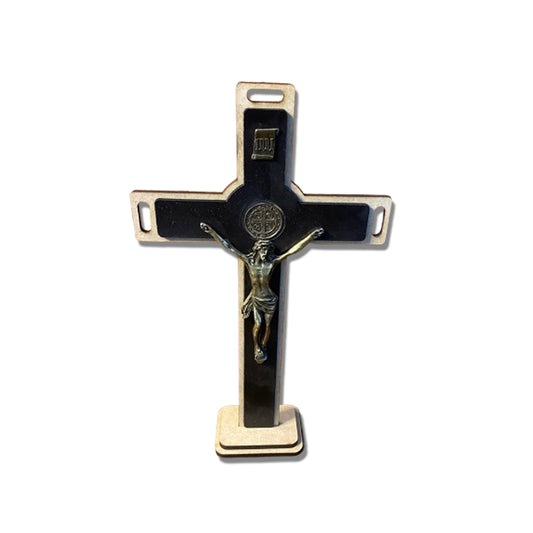 CRUCIFIXO MDF DE PAREDE E MESA MEDALHA SÃO BENTO 20CM (1 UNIDADE)
