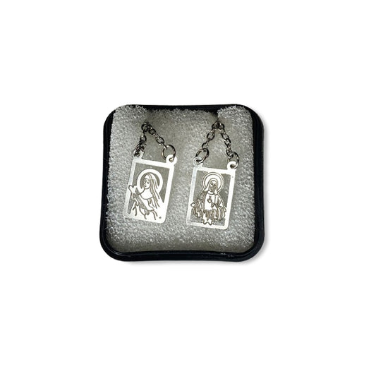 ESCAPULÁRIO INOX LASER VAZADO SAGRADO CORAÇÃO DE  JESUS E SANTA RITA DE CÁSSIA  (6 UNIDADES)