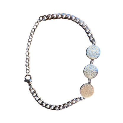 PULSEIRA INOX MEDALHA SÃO BENTO (3 UNIDADES)