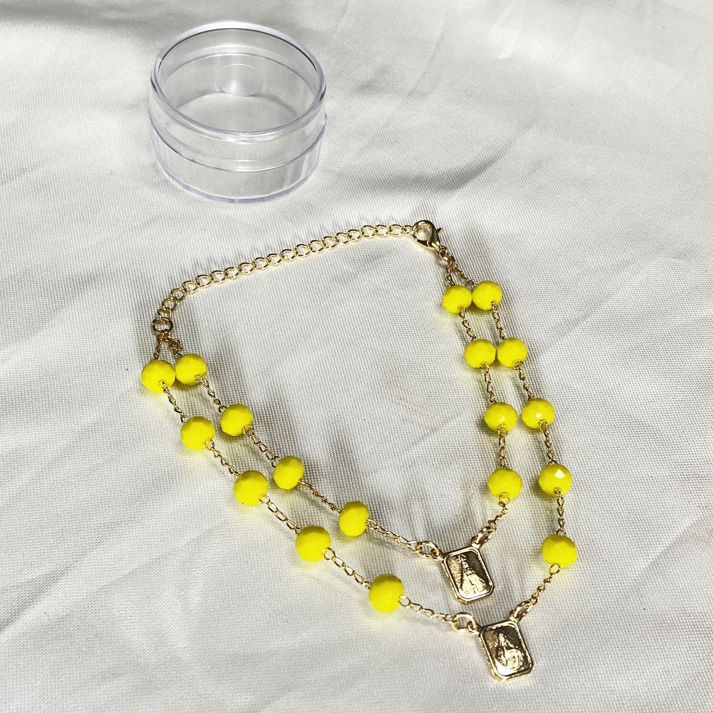 PULSEIRA ESCAPULARIO CRISTAL AMARELO (3 UNIDADES)