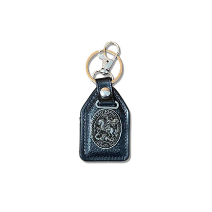 CHAVEIRO COURO COM MOSQUETE SÃO JORGE PRATA VELHA ( 6 UNIDADES)