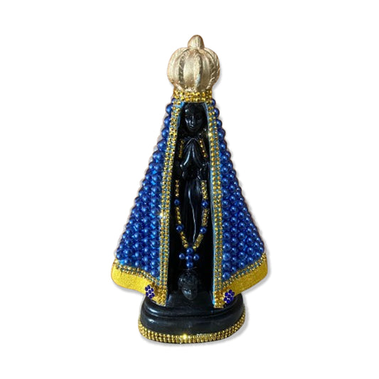 IMAGEM DE GESSO NOSSA SENHORA APARECIDA PÉROLA AZUL 23CM (1 UNIDADE)