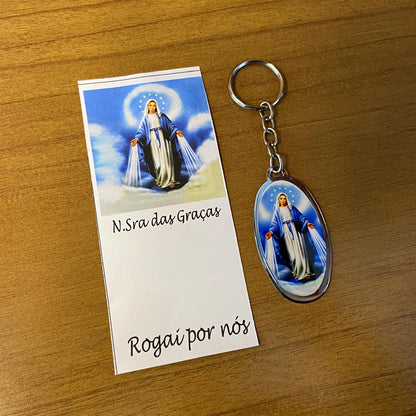 CHAVEIRO METAL OVAL RESINADO NOSSA SENHORA DAS GRAÇAS (6 UNIDADES)