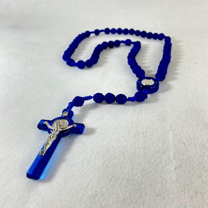 TERÇO CONTA DE ROSAS  AZUL 8MM (6 UNIDADES)