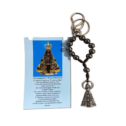 CHAVEIRO DEZENA HEMATITA COM MOSQUETE NOSSA SENHORA APARECIDA (3 UNIDADES)