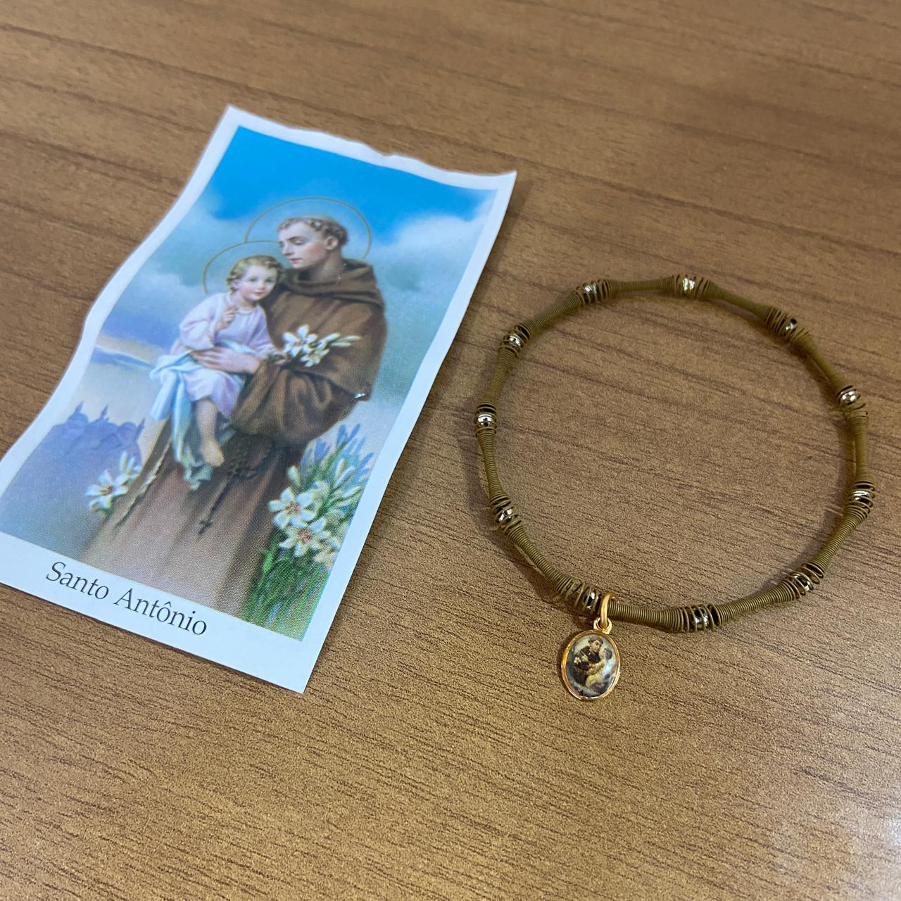 PULSEIRA DE MOLA COM MEDALHA SANTO ANTÔNIO  (3 UNIDADES)