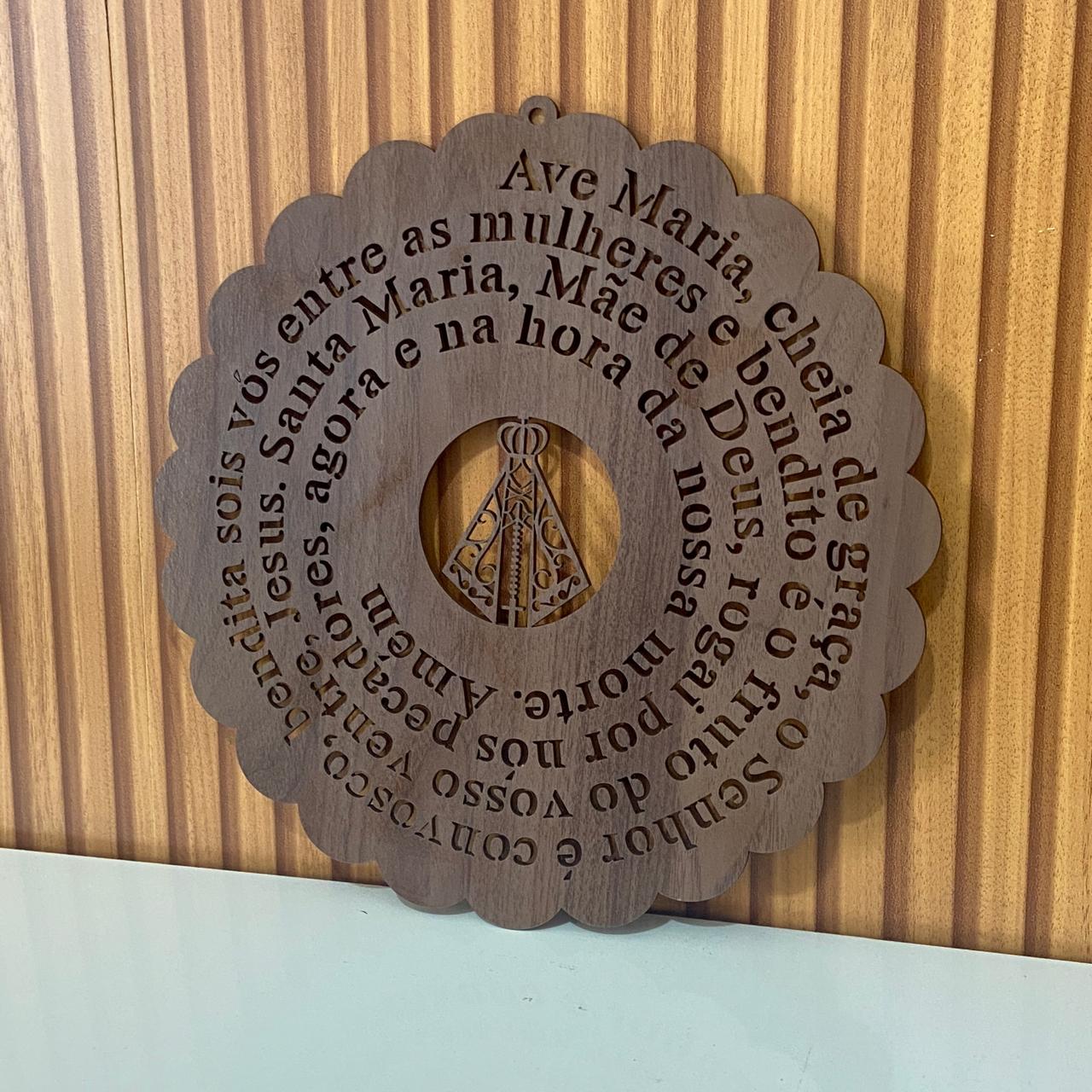 MANDALA MDF TABACO ORAÇÃO AVE MARIA 30CM (1 UNIDADE)