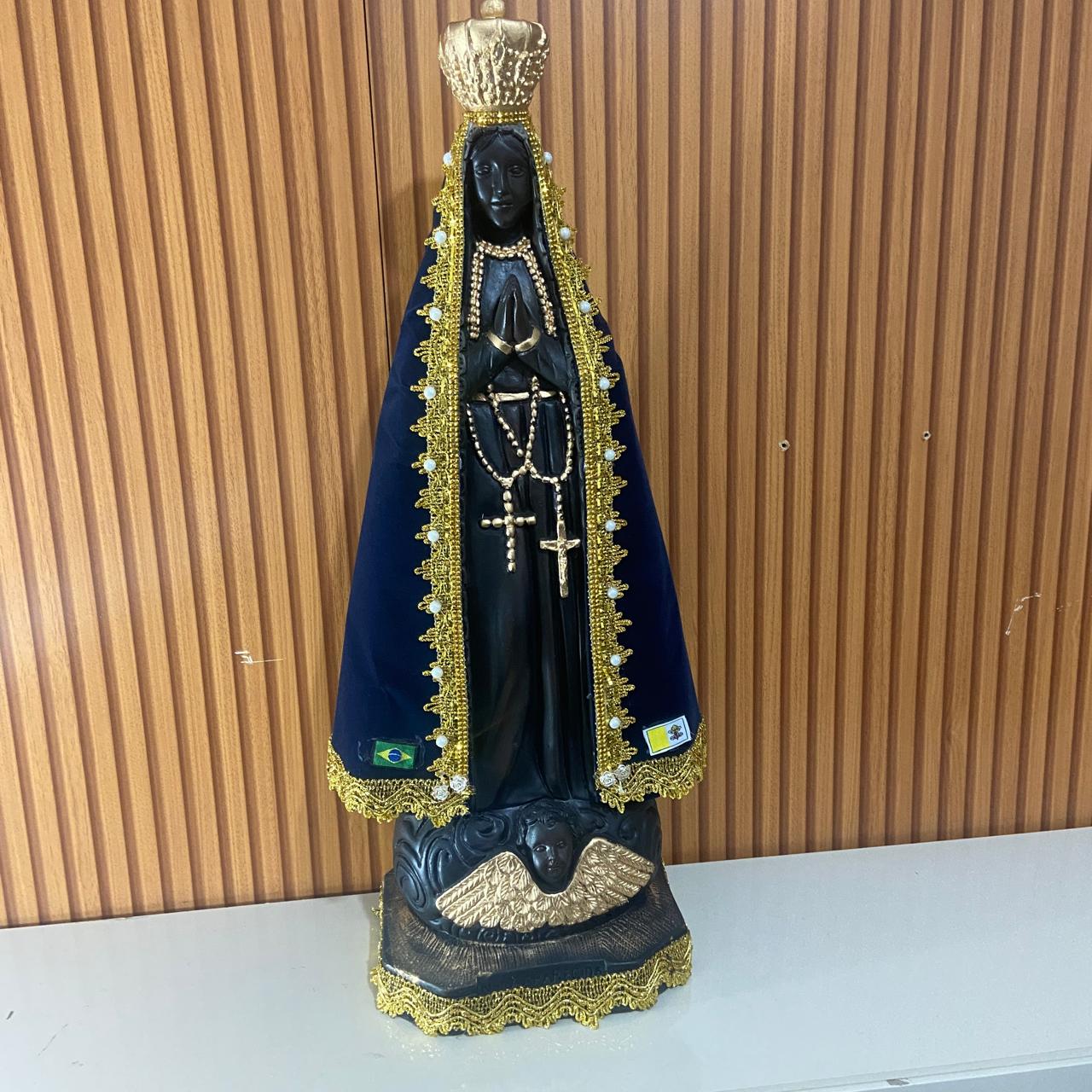 IMAGEM DE GESSO NOSSA SENHORA APARECIDA COM MANTO 65CM MOD1 (1 UNIDADE)