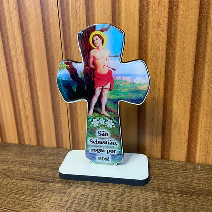 IMAGEM DE MESA MDF CRUZ RESINADA SÃO SEBASTIÃO (1 UNIDADE)